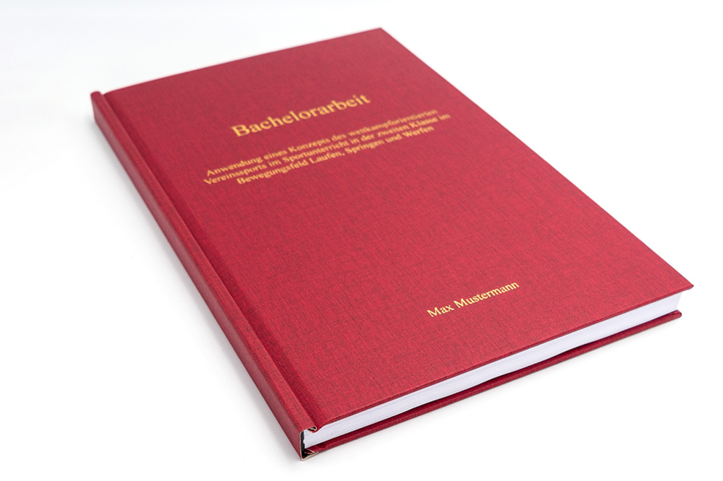 Abschlussarbeiten Hardcover: rot mit goldender Prägung