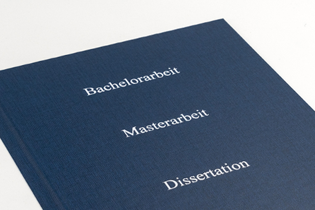 Dissertationen / Doktorarbeiten Hardcover: blau mit weißer Prägung